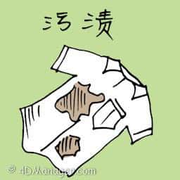 污垢,污迹 stain on shirt