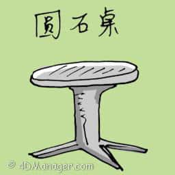 圆石桌 round marble table
