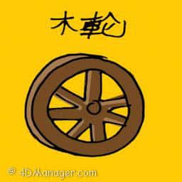 木轮 wooden wheel