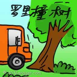 罗里撞树 lorry hits tree