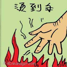 烫到手 hand scalded or burnt