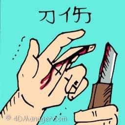 刀伤 cut by knife