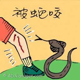 被蛇咬 bitten by snake