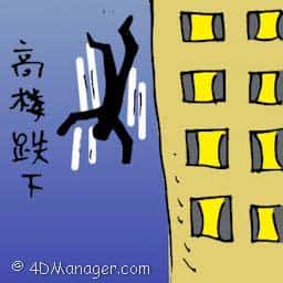 高楼跌下 fall from tall building