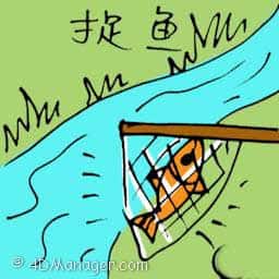 捉鱼 catching fish