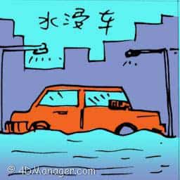 水浸车 car submerged in water