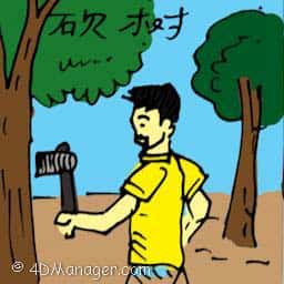 砍树 cutting down tree