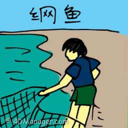 网鱼 catching fish with net