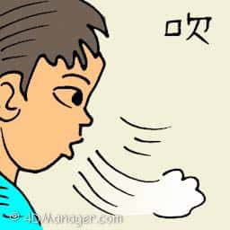 吹 blow