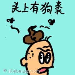 头上有狗屎 dog shit on head