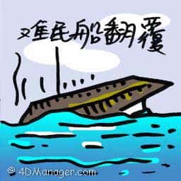 难民船翻覆 refugee boat sinking